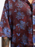 ASOS DESIGN dropped shoulder oversized revere satin shirt in brown floral