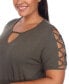 Фото #2 товара Plus Size Keyhole Neck Cutout Short Sleeve Top