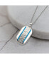 Brushed Blue IP-plated CZ Rounded Dog Tag Box Chain Necklace