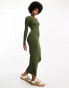 Фото #4 товара ASOS DESIGN Tall – Midi-Strickkleid in Khaki mit Rückenausschnitt