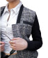 Фото #3 товара Women's Updated Tweed Varsity Jacket with Contrast Sleeve