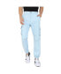 ფოტო #1 პროდუქტის Men's Light Blue Cuffed Hem Cargo Trousers