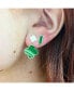 ფოტო #2 პროდუქტის Malachite and Gold Clover Drop Earrings