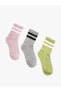 3'lü Şerit Detaylı Soket Çorap
