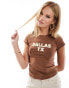 ASOS DESIGN baby tee with Dallas Texas graphic in brown Коричневый, L - EU 44-46 - фото #4