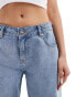 Фото #4 товара Sixth June low rise acid wash wide leg jeans with split hem in blue