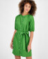 ფოტო #3 პროდუქტის Women's Linen-Blend Puff-Sleeve Shirtdress