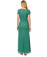 Women's Short Sleeve Embellished Overlay Gown