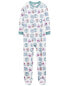 Kid 1-Piece Peace Sign Fleece Footie Pajamas 7