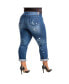 ფოტო #3 პროდუქტის Women's Plus Size Curvy-Fit Bleach Spots Boyfriend Jeans