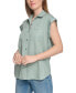 ფოტო #3 პროდუქტის Petite Button-Front Cap-Sleeve Shirt