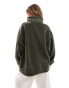 Фото #4 товара ASOS DESIGN half zip nylon mix borg fleece sweatshirt in khaki