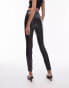 Topshop Tall faux leather skinny stretch trouser in black