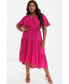 Фото #1 товара Plus Size Crepe Tiered Wrap Dip Hem Dress