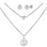 Steel set of Tree of Life pendant, double chain and earrings KMM143006