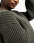 Фото #6 товара Weekday Dion chunky knitted jumper with exaggerated sleeves in dark green melange