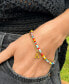 ფოტო #2 პროდუქტის Gold Adjustable Layered Color Faux Stone and Paperclip Chain Initial Bracelet