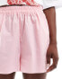 Miss Selfridge poplin pull on shorts in pink Розовый, 32 - фото #3