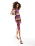 Vero Moda ruched mesh maxi dress in brown ombre print BROWN PURPLE OMBRE?, L - фото #3