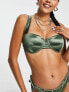 Фото #1 товара ASOS DESIGN Fuller Bust gleam underwired bikini top in khaki