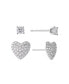 Gianni Bernini 2-Pair Cubic Zirconia Pave Heart Stud Earrings Set (0.69 ct. t.w.) in Sterling Silver or 18K Gold Over Sterling Silver