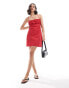 Фото #4 товара Miss Selfridge poplin lace back mini dress in red