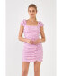 Women's Ruched Mini Dress with Cap Sleeves