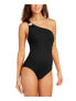 Фото #1 товара Michael Michael Kors Womens Iconic Solids One Shoulder One-Piece Black Size 4