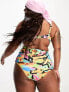 ASOS DESIGN Curve high waist bikini bottom in abstract print