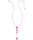 Фото #3 товара 14k Gold-Plated Color-Framed Stone 21" Adjustable Lariat Necklace