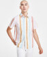 Фото #1 товара Men's Short Sleeve Button-Front Striped Shirt, Created for Macy's