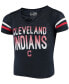 ფოტო #4 პროდუქტის Big Girls Navy Cleveland Guardians Slub Jersey V-Neck T-shirt