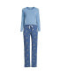 ფოტო #2 პროდუქტის Women's Plus Size Knit Pajama Set Long Sleeve T-Shirt and Pants
