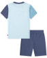 ფოტო #2 პროდუქტის Toddler & Little Boys Logo Colorblock Knit Shorts Set