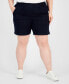 ფოტო #3 პროდუქტის Plus Size Mid Rise Pull-On Denim Shorts, Created for Macy's