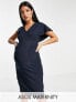 Фото #1 товара ASOS DESIGN Maternity angel sleeve midi pencil dress in navy