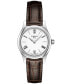 ფოტო #1 პროდუქტის Women's Swiss T-Classic Tradition 5.5 Brown Leather Strap Watch 25mm