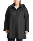 Womens Plus Size Hooded A-Line Raincoat, Created for Macys Черный, 2X - фото #3