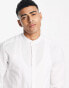 Only & Sons linen mix grandad collar shirt in white