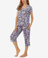 Women's Short Sleeve Top Capri Pants 2-Pc. Pajama Set