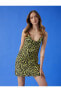 Фото #1 товара Платье женское Koton X - Платье мини с тонкими лямками и глубоким декольте в зебровый рисунок