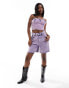 Фото #2 товара Kyo The Brand denim distressed bandeau top co-ord in purple acid wash