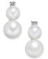 Cultured Freshwater Pearl (5mm & 7mm) & Diamond Accent Stud Earrings in 14k Gold