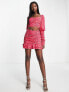 Collective the Label exclusive bow back crop top co-ord in pink and red leopard print