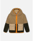 Boy Sherpa Vest Taupe And Khaki Green - Child