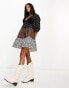 Фото #3 товара ASOS DESIGN Petite crochet tiered babydoll mini dress in mixed animal print