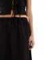 Lioness drawstring waist maxi skirt co-ord in black