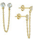 ფოტო #1 პროდუქტის Cubic Zirconia Double Pierced Chain Drop Earrings in Gold-Plated Sterling Silver, Created for Macy's