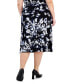 Фото #3 товара Plus Size Floral-Print Pull-On Flared Midi Skirt