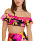 ფოტო #1 პროდუქტის Women's Solar Floral Ruffled Off-The-Shoulder Bikini Top